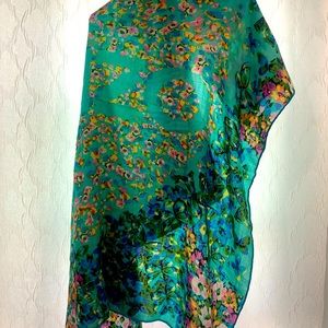 Kenzo cashmere silk blend wrap. Beautiful floral details.